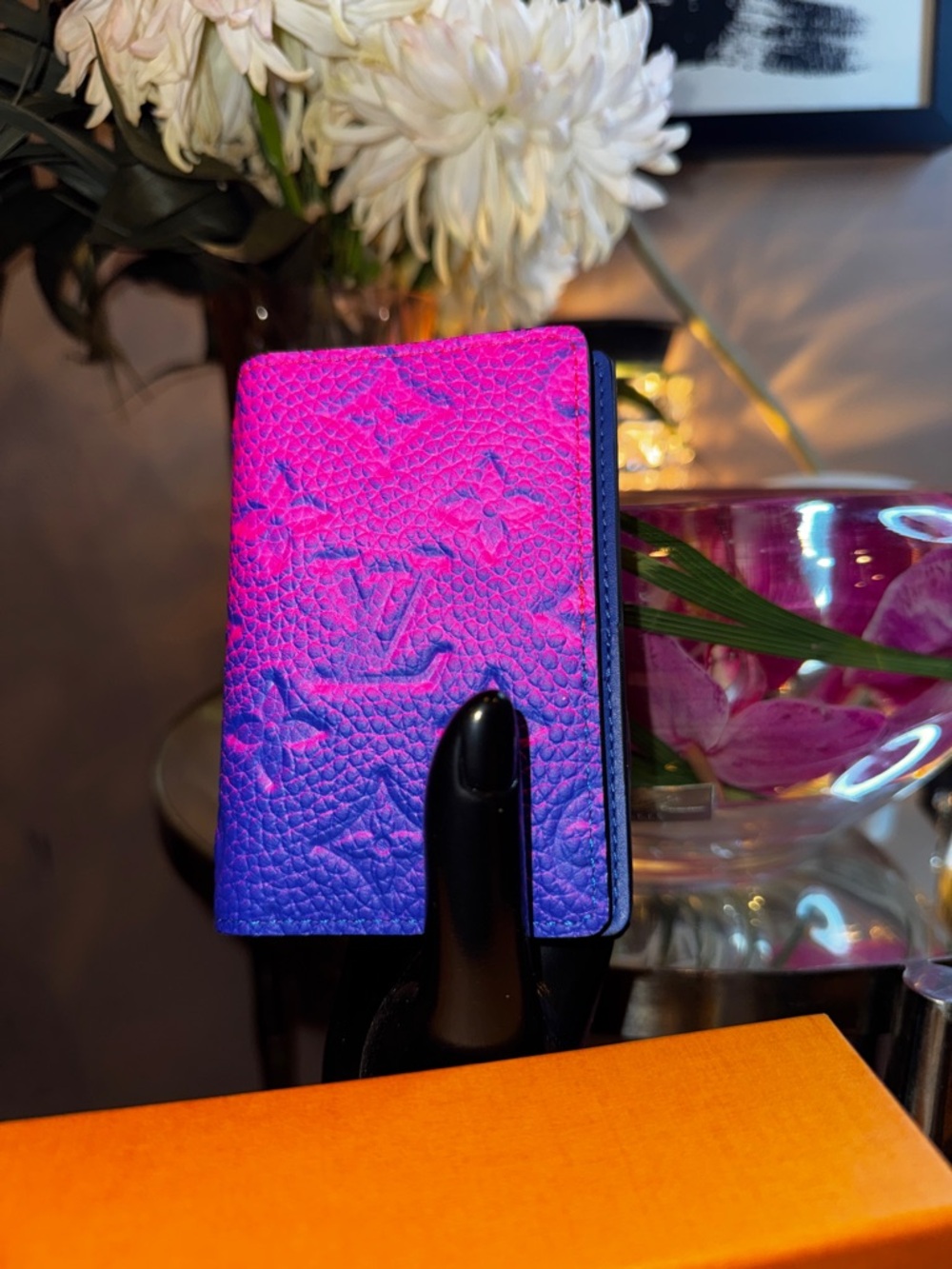 🔥SOLD🔥Louis Vuitton Taurillon Rose Bleu Pocket Organizer Virgil Abloh NEVER